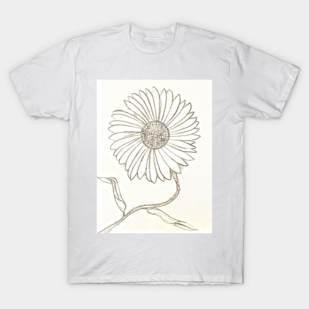 Metric Sunflower Botanical Sketch T-Shirt by laceylschmidt